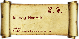 Maksay Henrik névjegykártya